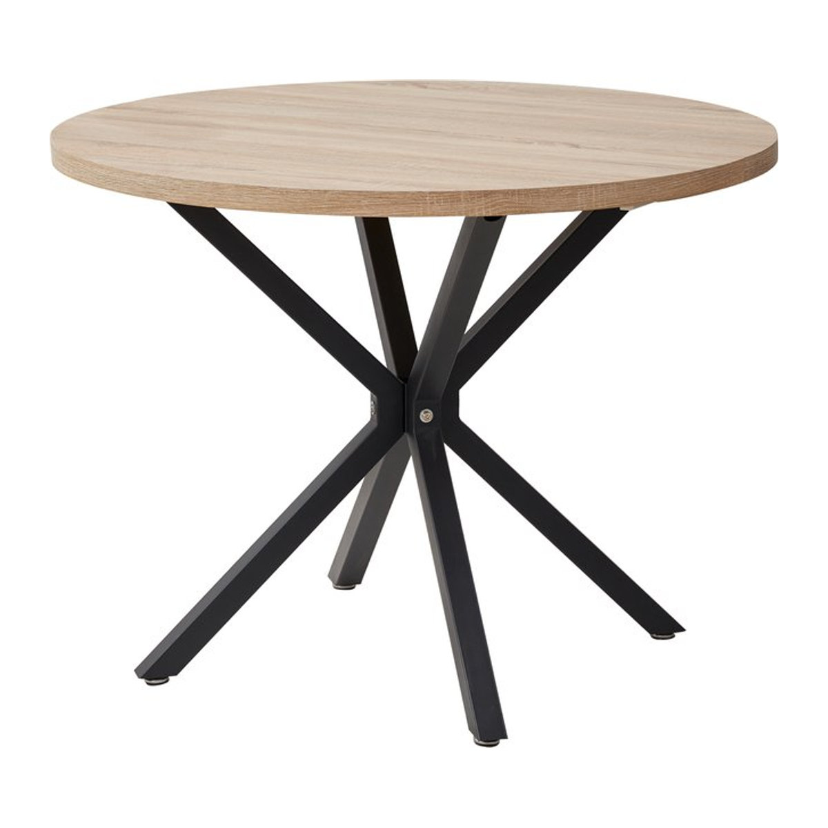 EGOONM Nordischer Couchtisch aus Massivholz und Stahl, runder Wohnzimmertisch im skandinavischen Design, Durchmesser: 100 cm - Bild 1