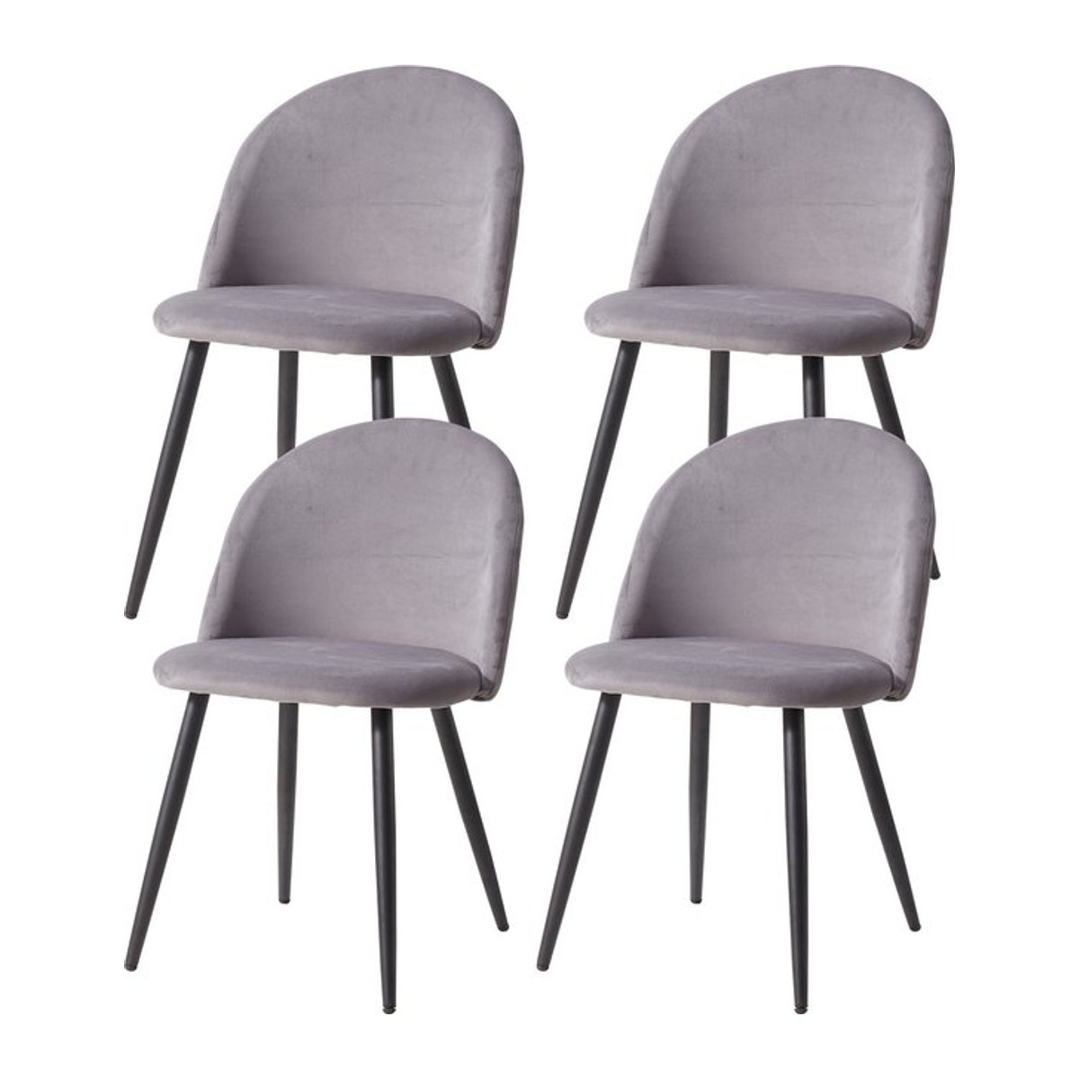 EGOONM Set aus 4 modernen Esszimmerstühlen im skandinavischen Design mit Samtbezug in Grau und Metallgestell - Bild 1