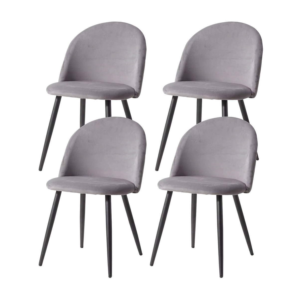 EGOONM Set aus 4 modernen Esszimmerstühlen im skandinavischen Design mit Samtbezug in Grau und Metallgestell - Bild 6