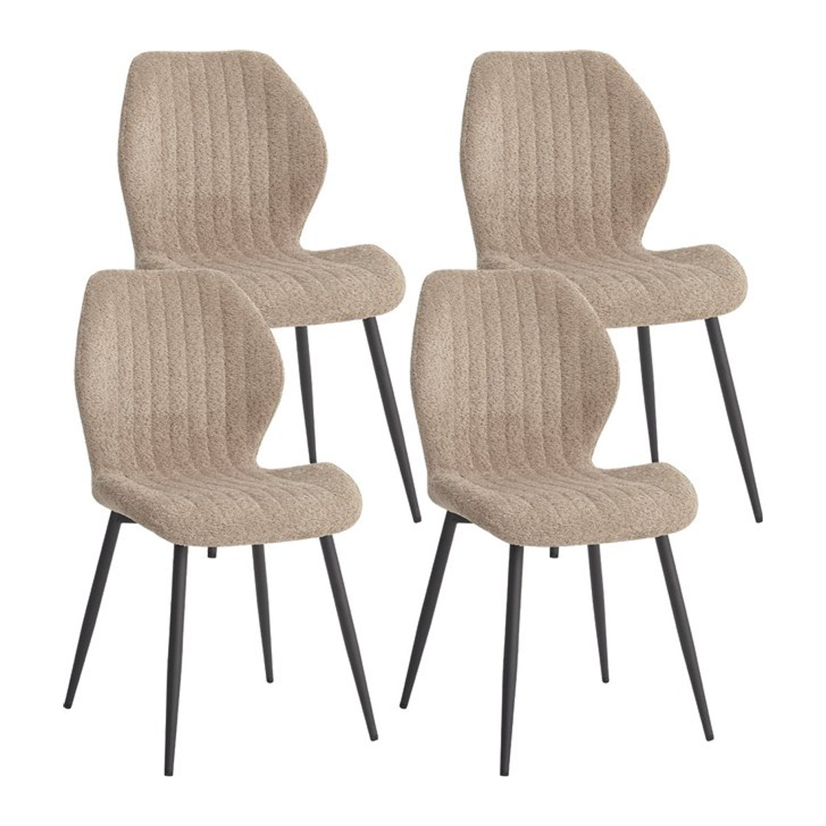 EGOONM Set gepolsterte Esszimmerstühle aus Leinenstoff mit Metallbeinen in Beige und Braun, modern gestreift - Bild 1