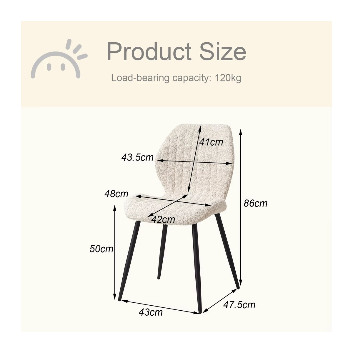 EGOONM Set gepolsterte Esszimmerstühle aus Leinenstoff mit Metallbeinen in Beige und Braun, modern gestreift - Bild 6