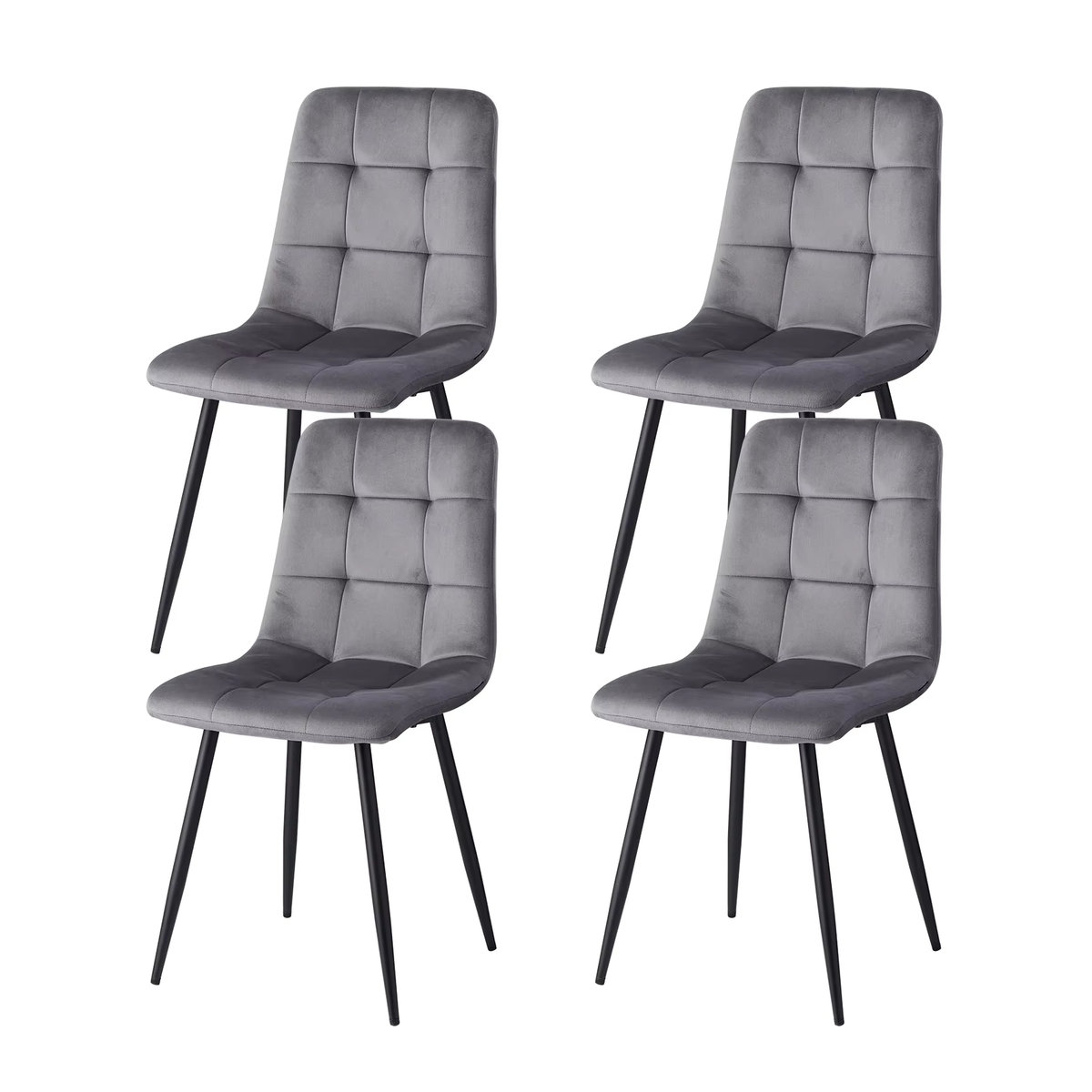 EGOONM Set mit Esszimmerstühlen in Grau, moderne gepolsterte Design-Stühle mit Samtsitz und Metallgestell - Bild 7