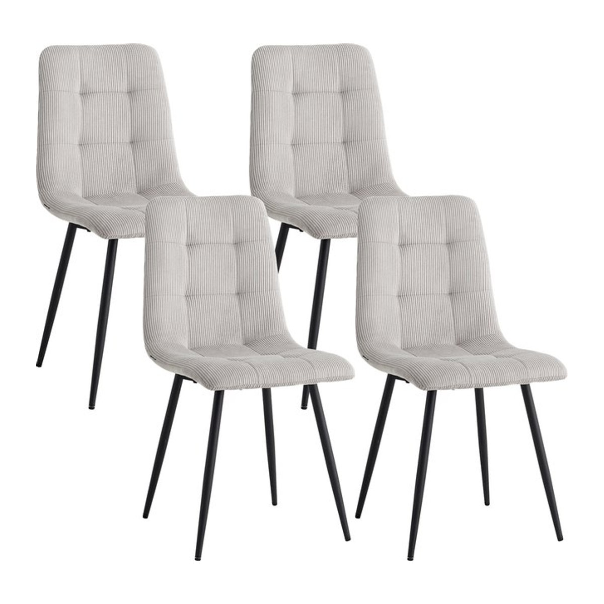 EGOONM Set moderner Esszimmerstühle aus gepolstertem Cordstoff mit Metallbeinen in Grau und Beige - Bild 1