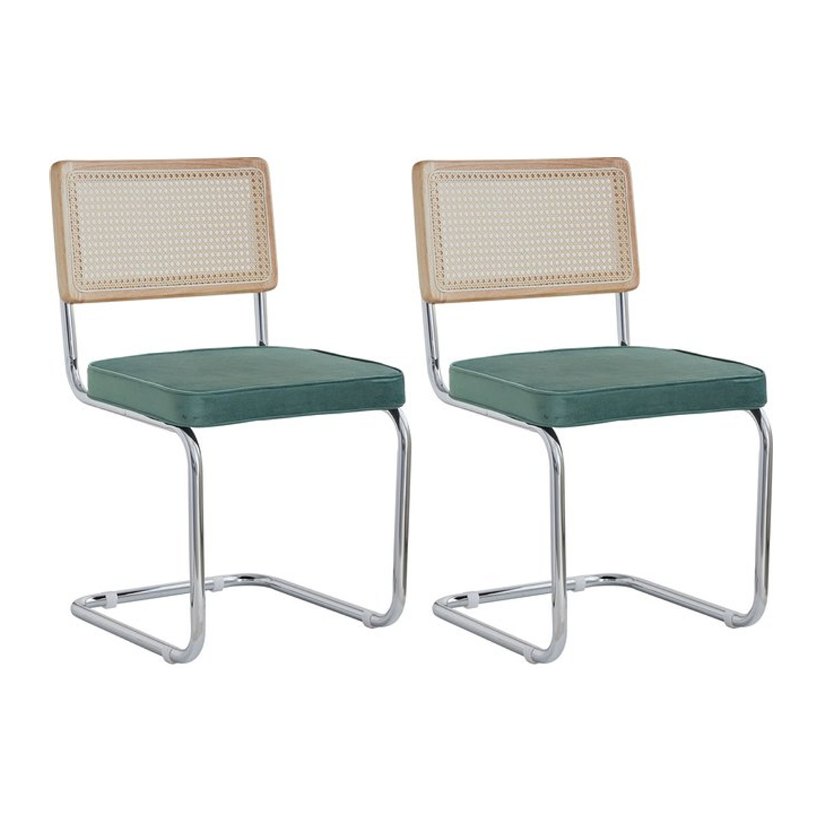 EGOONM Set Retro-Esszimmerstühle aus Kunststoff-Rattan mit gepolstertem Sitz in Grau oder Grün - Bild 1