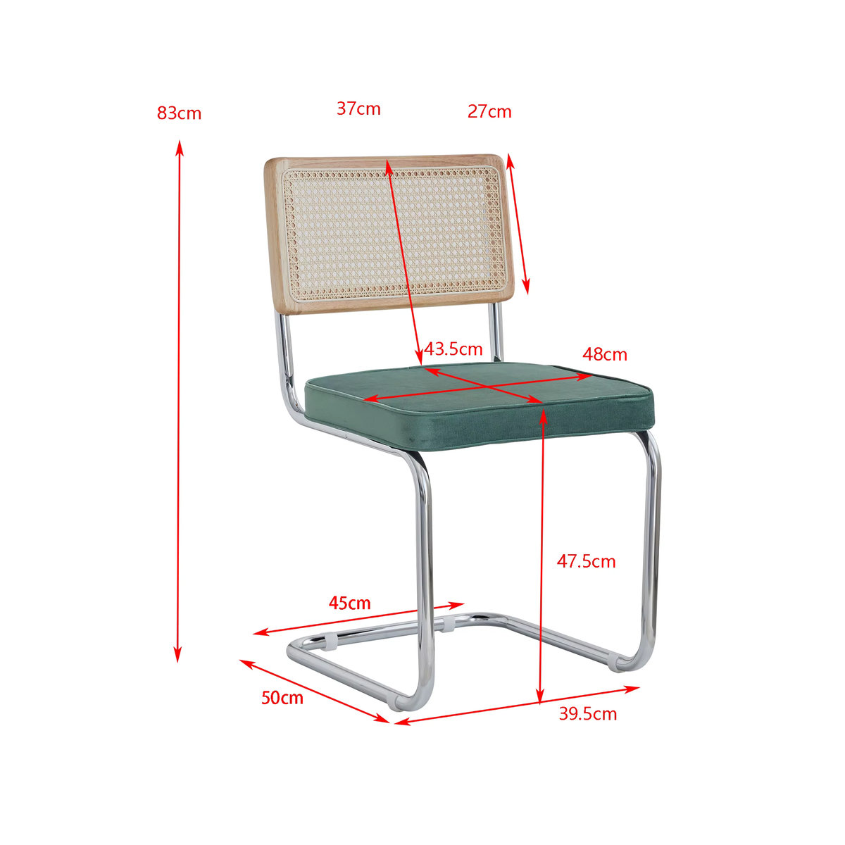 EGOONM Set Retro-Esszimmerstühle aus Kunststoff-Rattan mit gepolstertem Sitz in Grau oder Grün - Bild 4