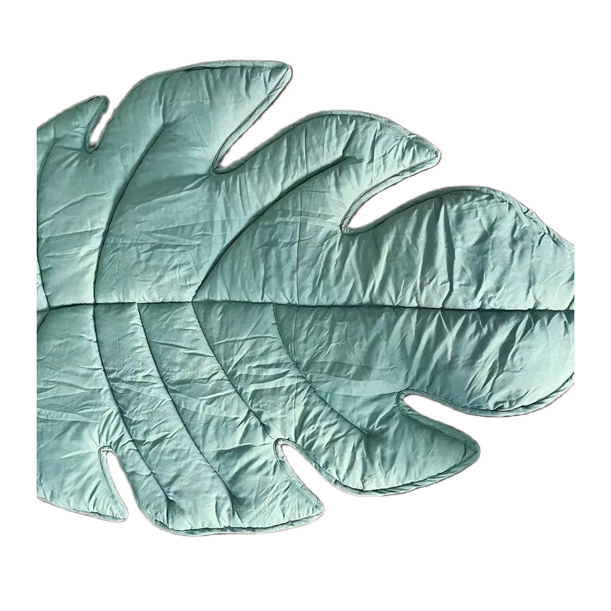 EGW Baby Spielmatte in Form von grünen Pflanzenblättern, Nordic Teppich als Kletterpad und weiche Bodenmatte, B/B/H: 143 x 107 cm - Bild 2