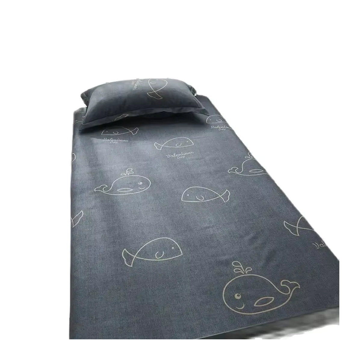 EGW Bettlaken mit Wal-Gitter-Druck in Blau, 100 % Polyester, B: 120 cm, L: 210 cm - Bild 2