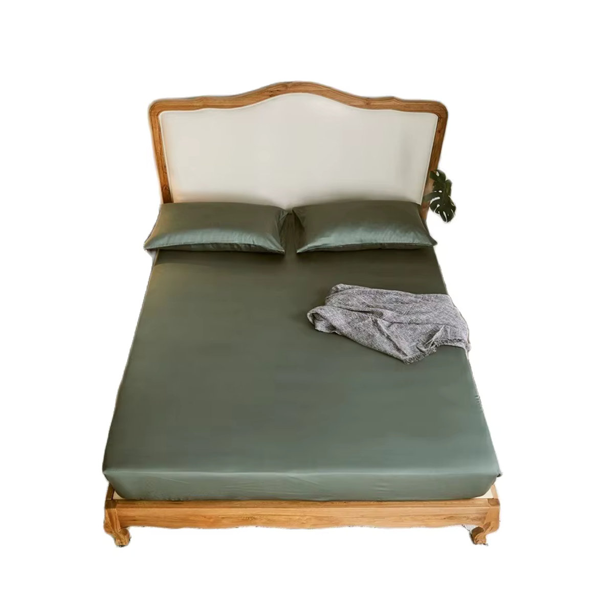 EGW Bettwäsche-Set aus kühlendem Lyocell und Bambus in Olivgrün mit Bettbezug, Spannbettlaken und Kissenbezug, Oeko-Tex zertifiziert - Bild 4