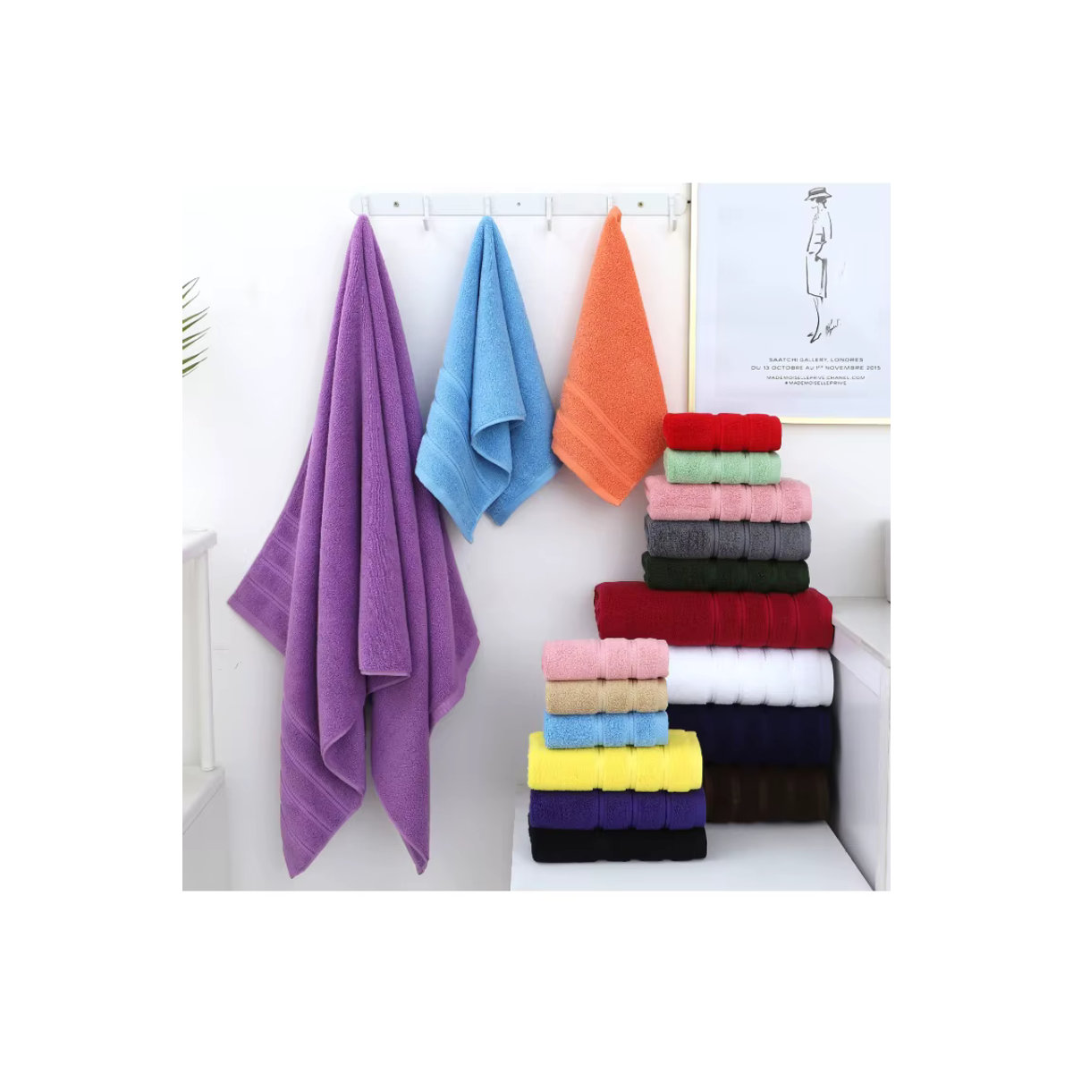 EGW Handtuch-Set aus 100 % Baumwolle mit Streifendekor in Weiß und Grau, bestehend aus 1 Gesichtshandtuch und 2 Handtüchern, schnell trocknend und saugstark - Bild 3