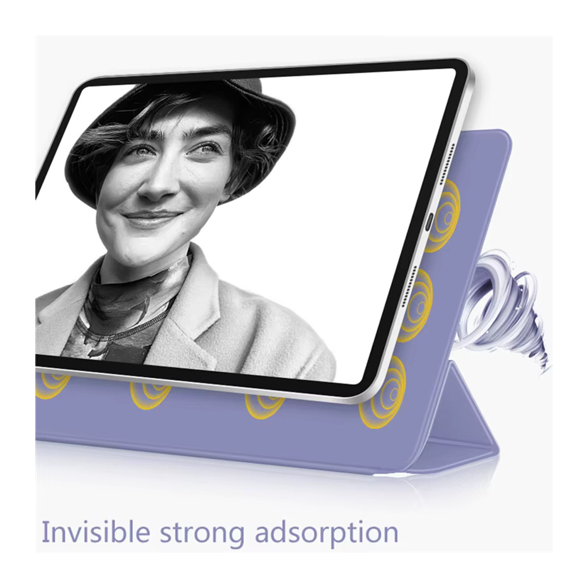 EGYAL Tablet-Ständer-Schutzclip für iPad Pro 13 und 11 sowie iPad Air 5 und 4 mit Magnet-Rückseite und Schutzfolie in Grau und Blau - Bild 3
