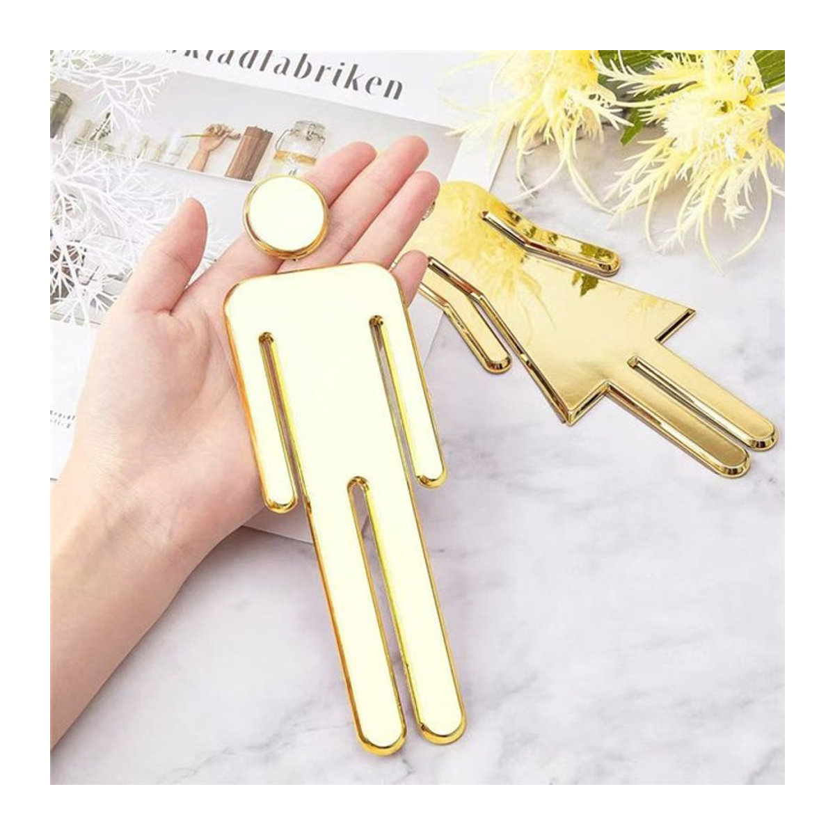 EH-LIFE WC-Wandzeichen aus Kunstharz und Metall für Badezimmer und Eingangsbereich in Schwarz oder Gold - Bild 1