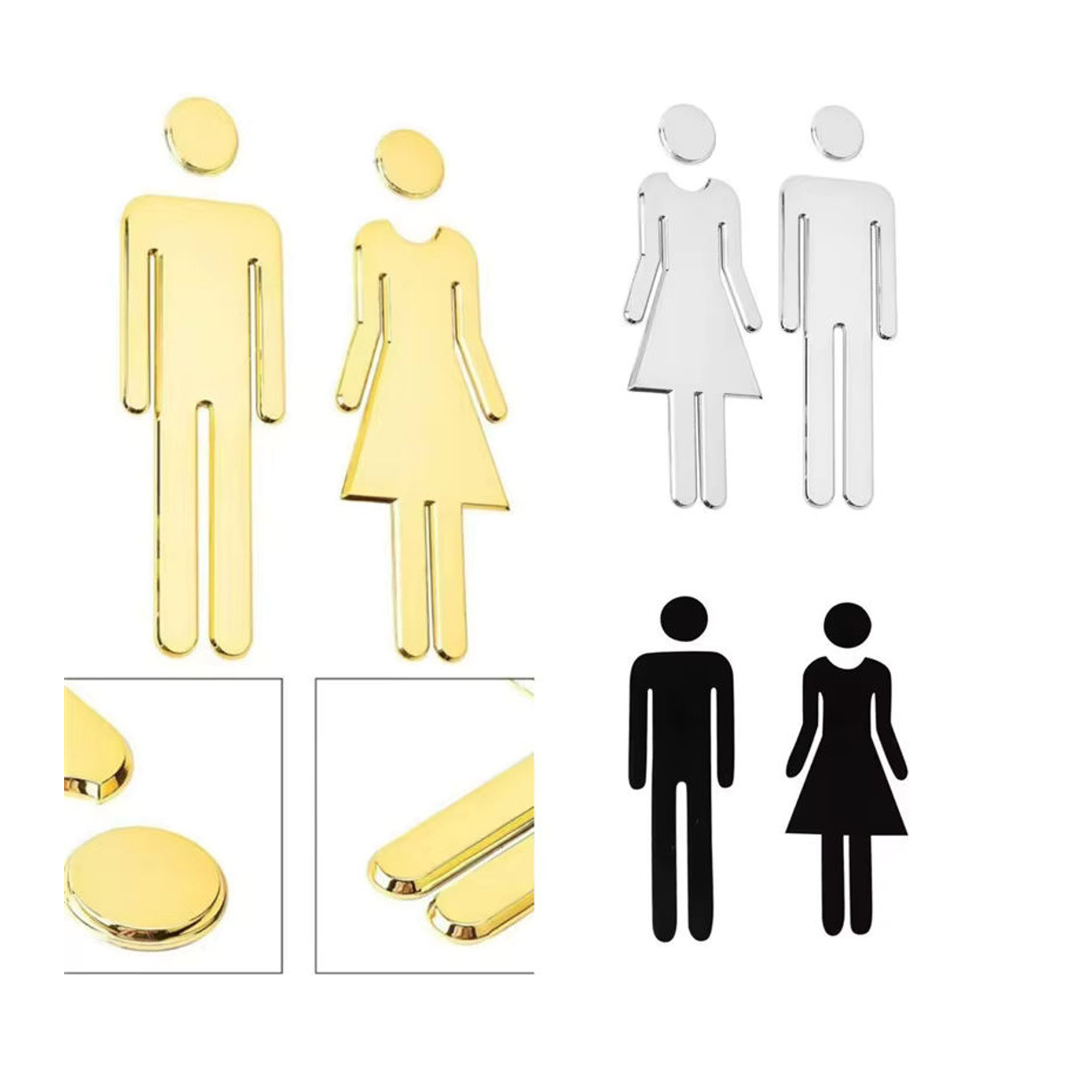 EH-LIFE WC-Wandzeichen aus Kunstharz und Metall für Badezimmer und Eingangsbereich in Schwarz oder Gold - Bild 4