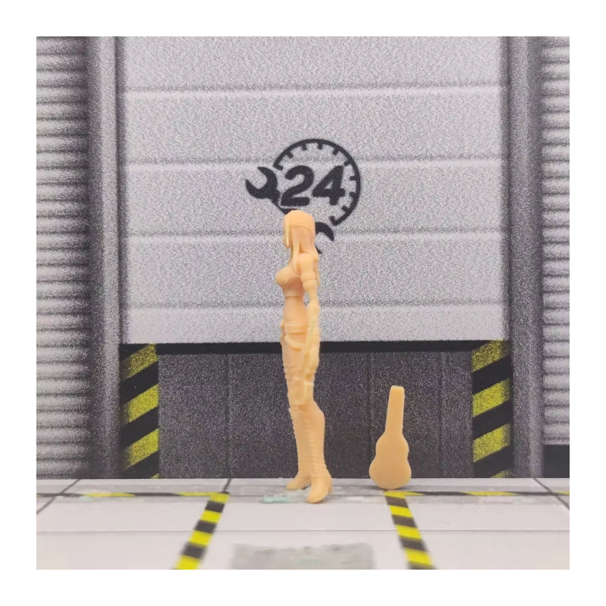 EHCMODEL Miniatur Diorama Violine Mädchen aus Kunstharz in Beige, 1/64 Modell unbemalt - Bild 2