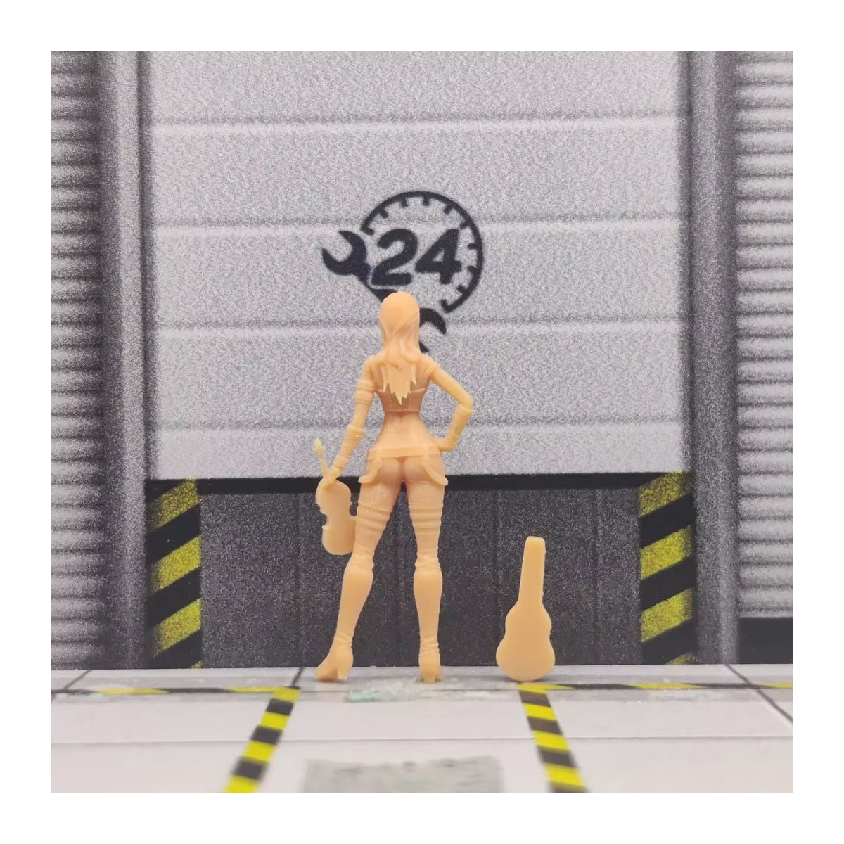 EHCMODEL Miniatur Diorama Violine Mädchen aus Kunstharz in Beige, 1/64 Modell unbemalt - Bild 3