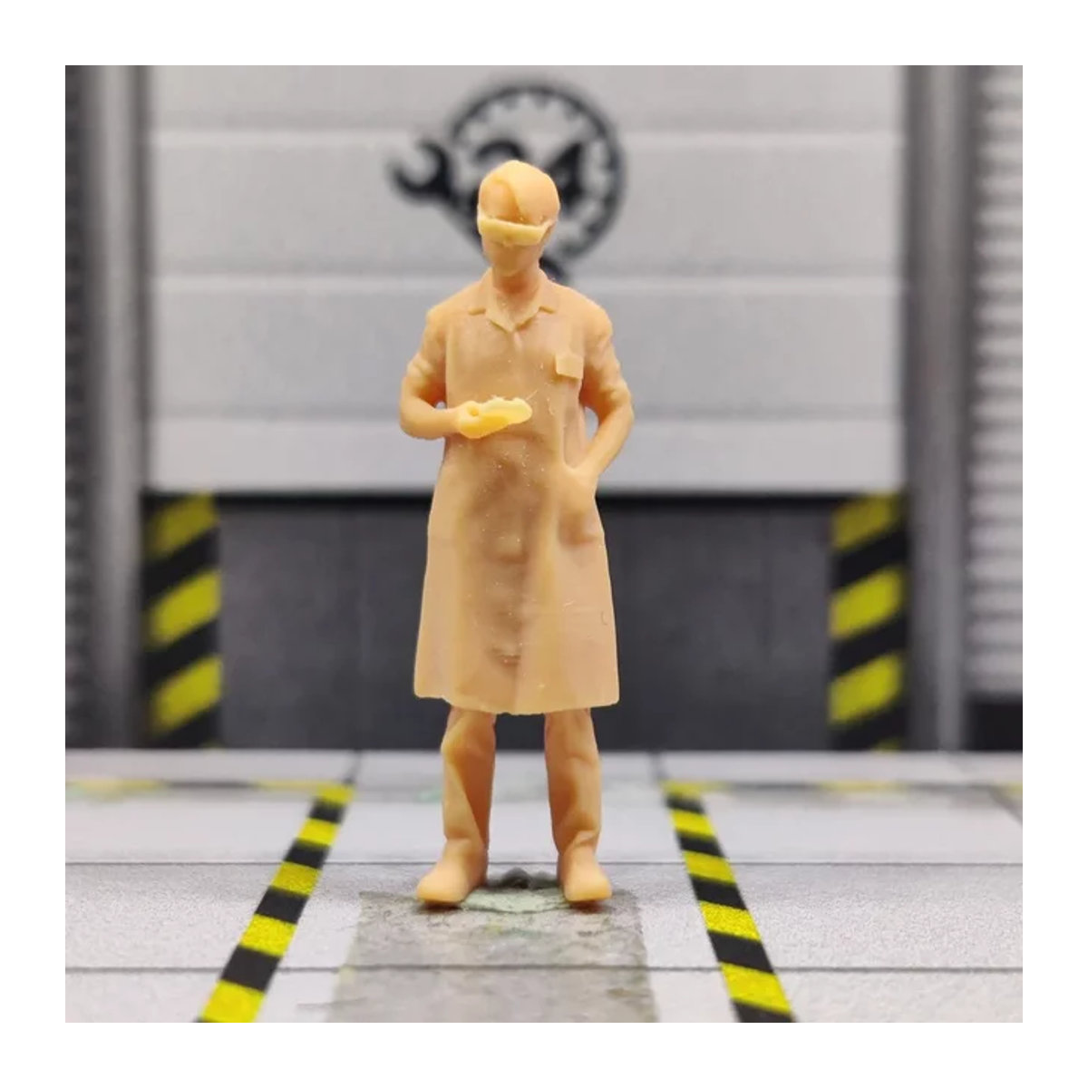 EHCMODEL Miniatur Figur Wissenschaftler und Arzt aus Kunstharz im Maßstab 1/64, beige, unbemaltes Diorama Modell - Bild 1