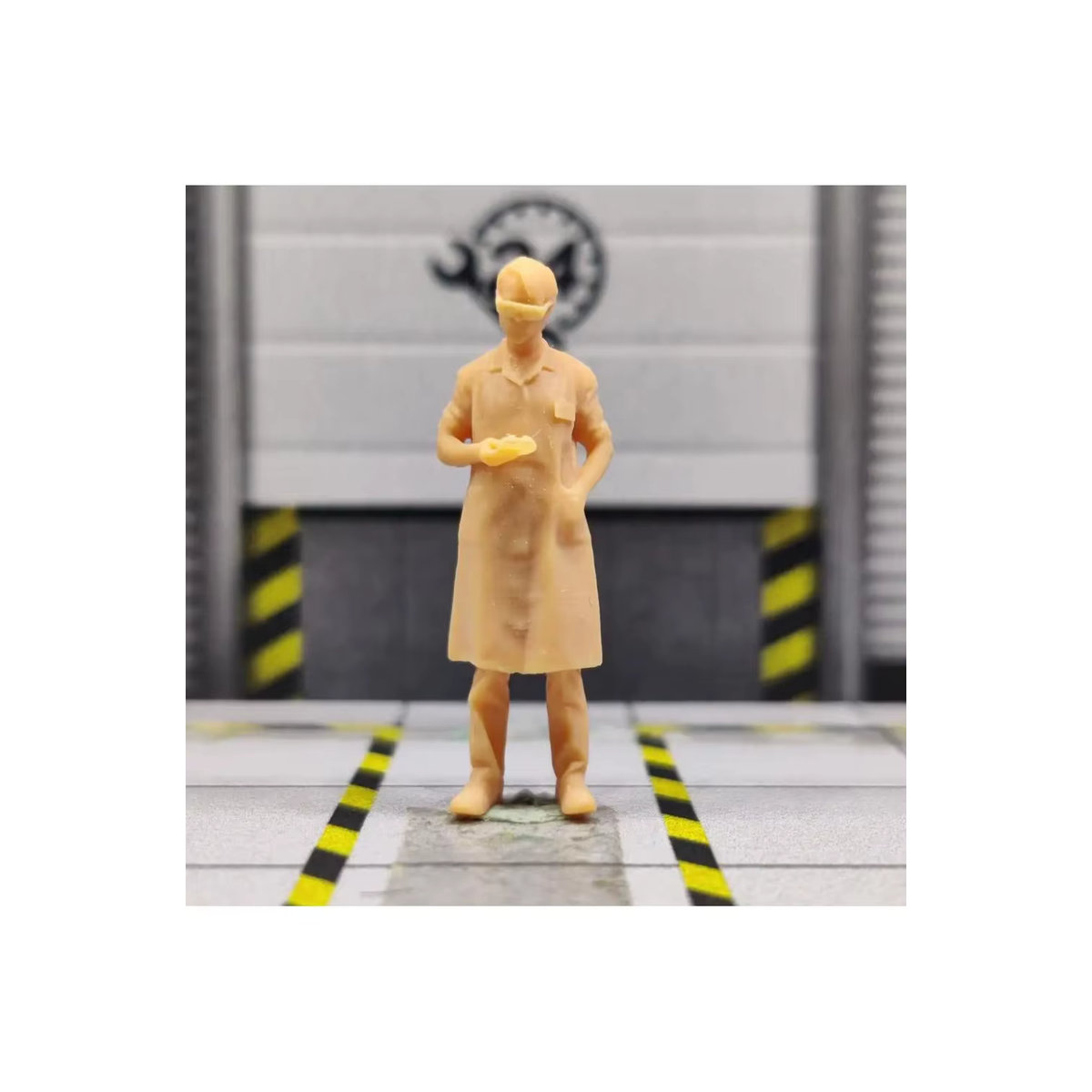 EHCMODEL Miniatur Figur Wissenschaftler und Arzt aus Kunstharz im Maßstab 1/64, beige, unbemaltes Diorama Modell - Bild 5