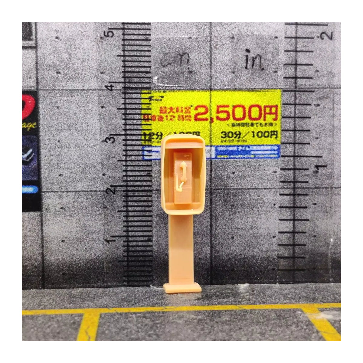 EHCMODEL Miniatur Telefonzelle aus Kunstharz im Maßstab 1:64, orangefarbenes Diorama Gebäude für Modellbau - Bild 2