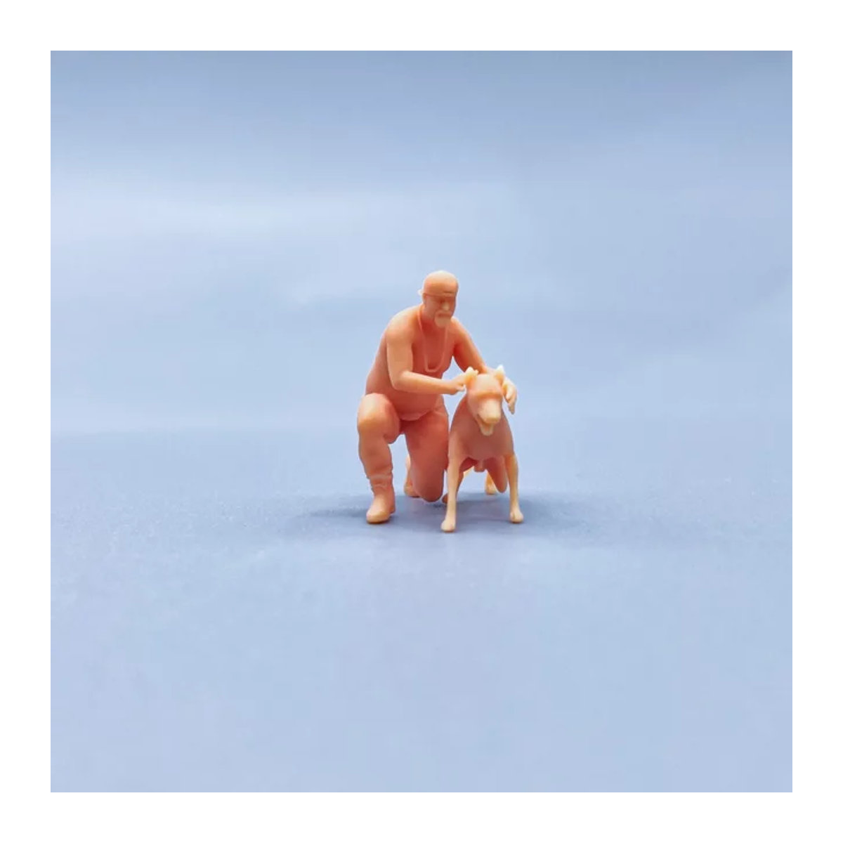 EHCMODEL Miniaturfigur Mann mit Hund aus Kunstharz im Maßstab 1/64 oder 1/43, unbemaltes Diorama Modell in Weiß und Beige - Bild 1