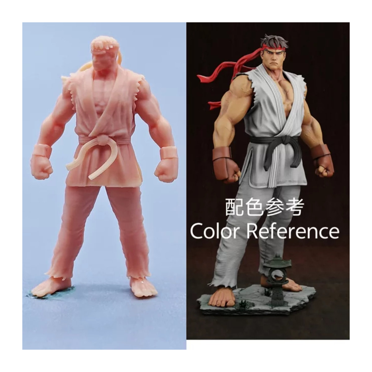 EHCMODEL Street Fighter Ryu Modellfigur im Maßstab 1/64 aus Kunstharz, beige, unbemalte Miniatur für Diorama - Bild 1