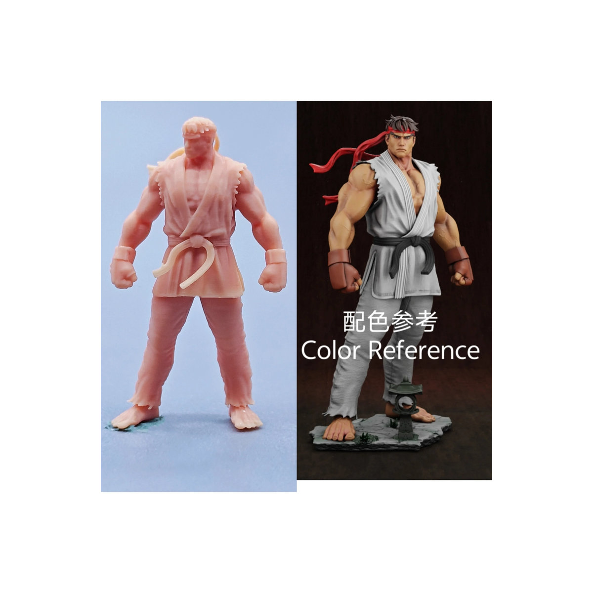 EHCMODEL Street Fighter Ryu Modellfigur im Maßstab 1/64 aus Kunstharz, beige, unbemalte Miniatur für Diorama - Bild 3