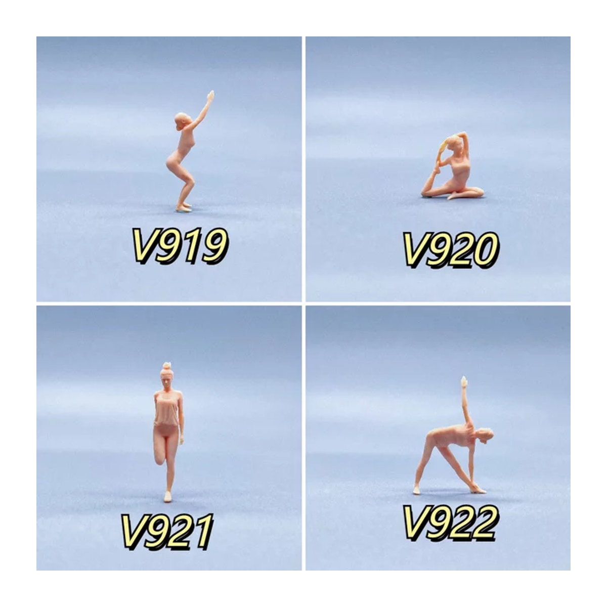 EHCMODEL Yoga Mädchen Miniaturen aus Kunstharz in Beige für Diorama und Modellbau in den Maßstäben 1/64 1/50 1/43 - Bild 1