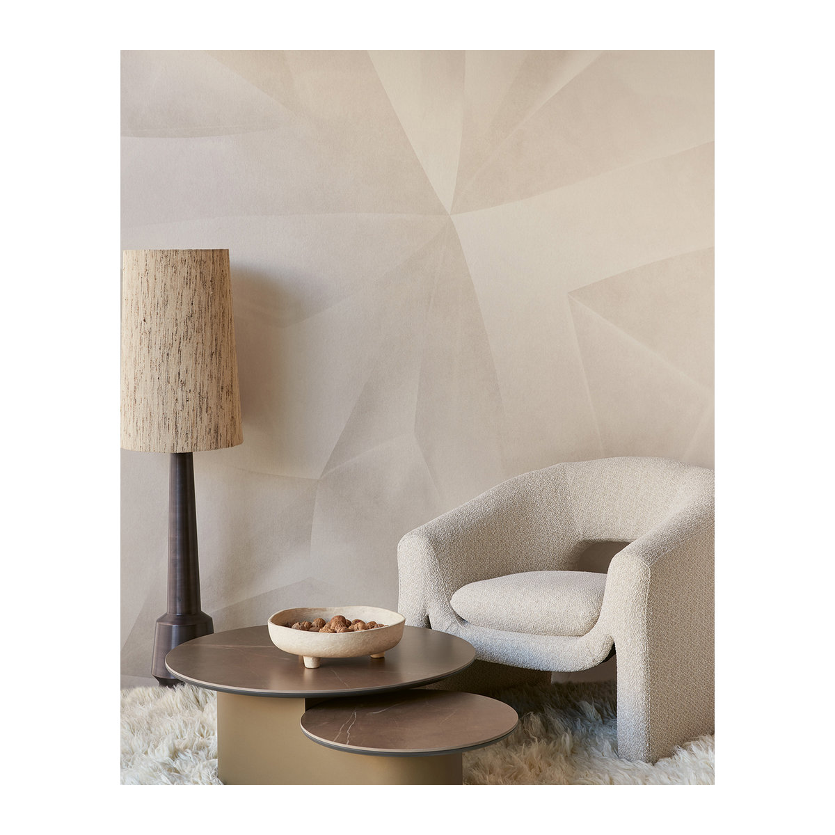 Eijffinger Mural Crystal Pearl XL Wandtapete in Beige mit abstraktem und geometrischem Design - Bild 2
