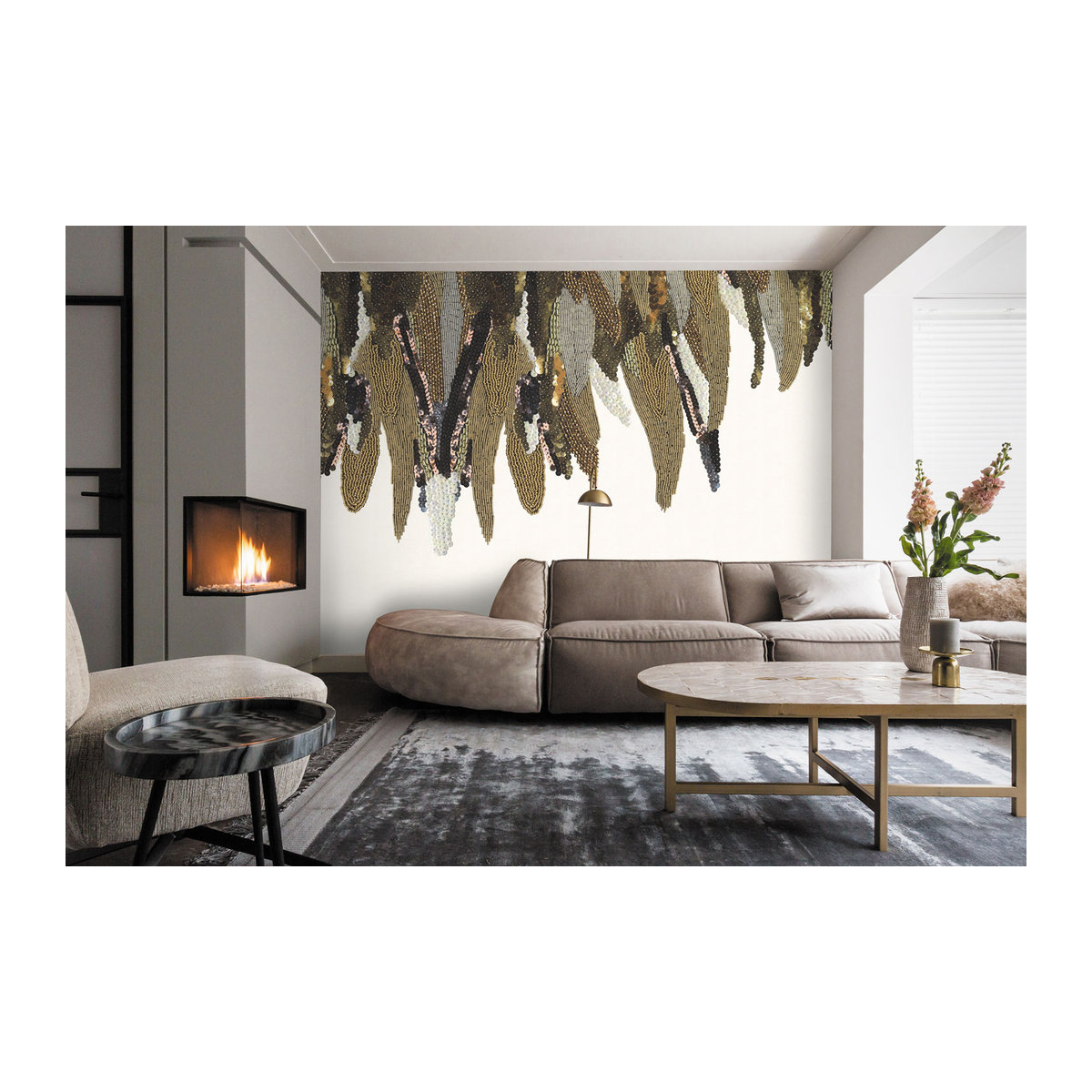Eijffinger Mural Fancy Feather Wandtapete in Weiß mit abstraktem Feder-Motiv - Bild 2