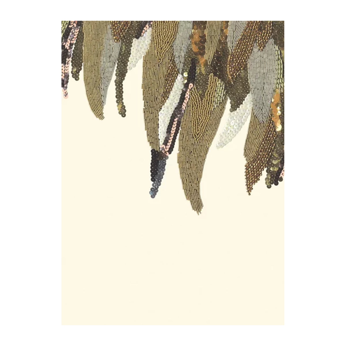 Eijffinger Mural Fancy Feather White Down Wandgestaltung mit Feder-Motiv in Weiß, Gold und Silber - Bild 1