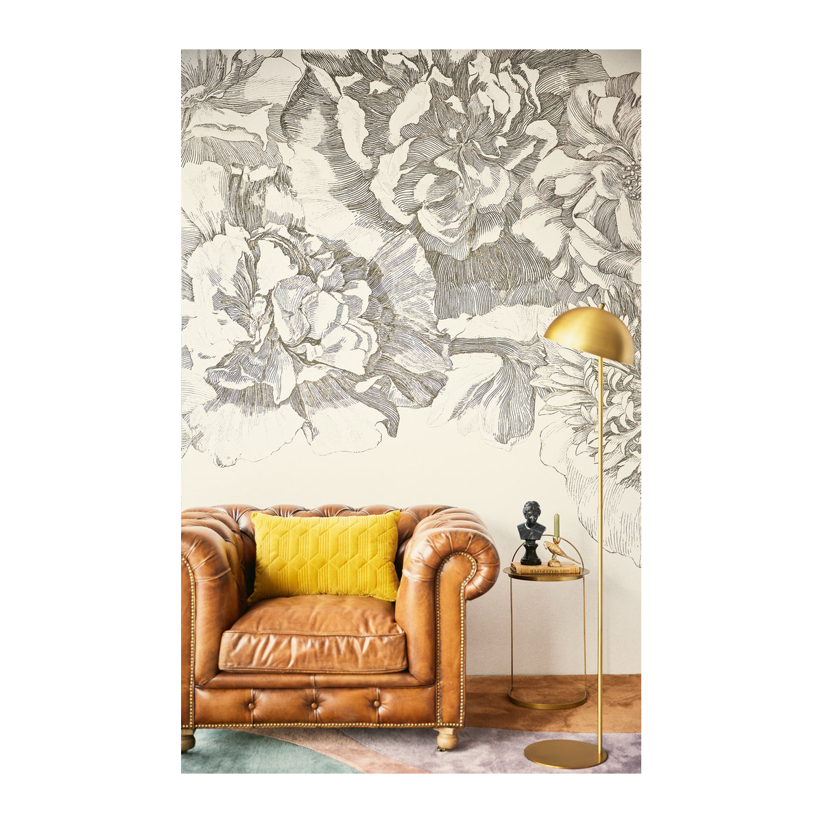 Eijffinger Mural Flower Fall Wandtattoo Floral Herbst in Schwarz Weiß und Mehrfarbig - Bild 3