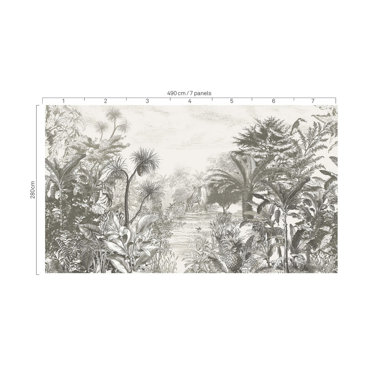 Eijffinger Mural Into the Wild Wandbild in Grau mit Tier- und Landschaftsmotiv im Vintage-Stil - Bild 2