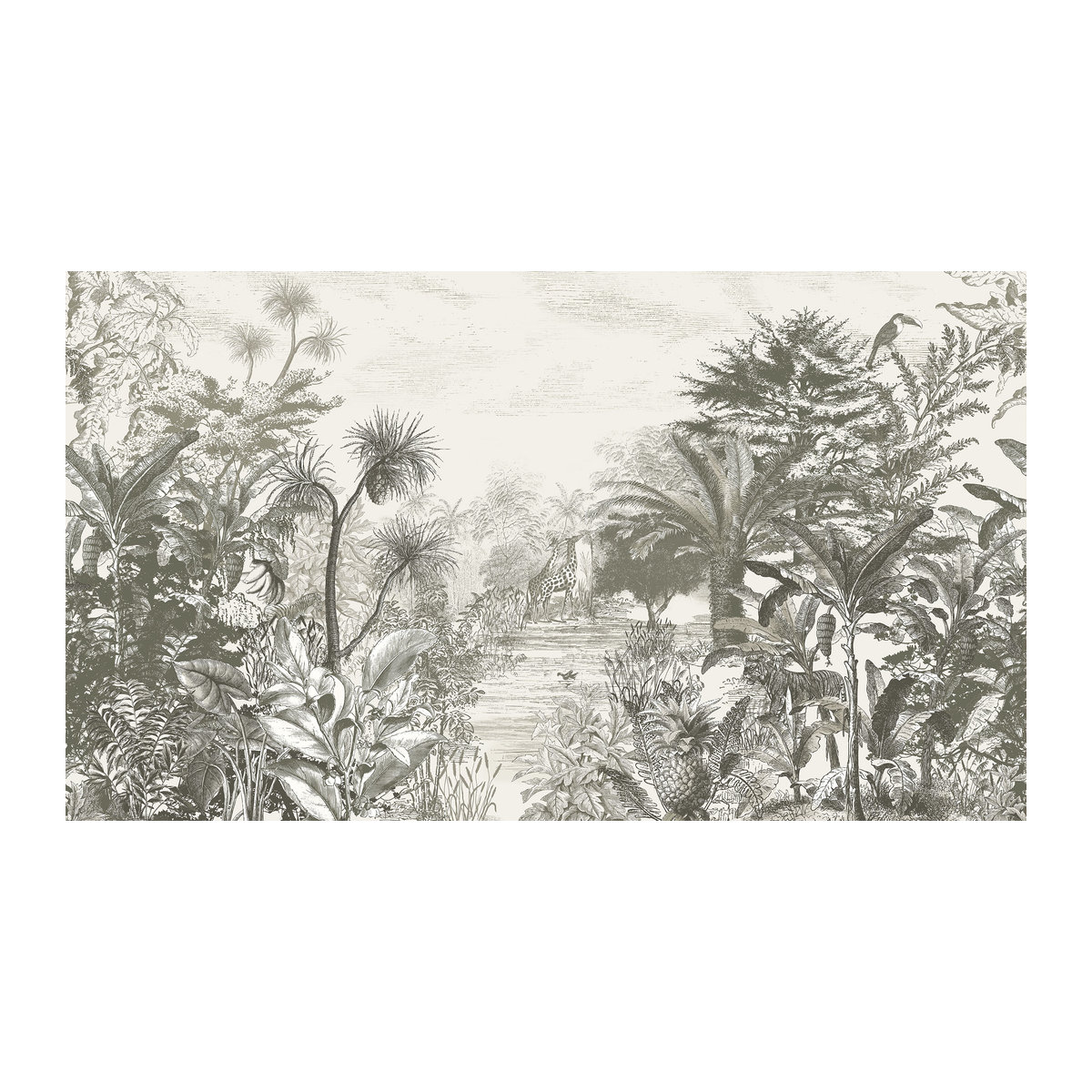 Eijffinger Mural Into the Wild Wandbild in Grau mit Tier- und Landschaftsmotiv im Vintage-Stil - Bild 3