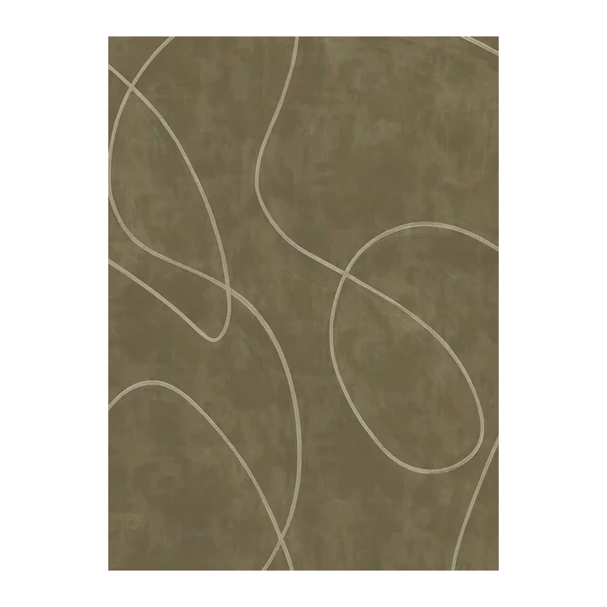 Eijffinger Mural Painted Lines Tapete in Olive, Abstraktes Design in Grün und Braun, Vintage-Stil, Hochformat - Bild 1
