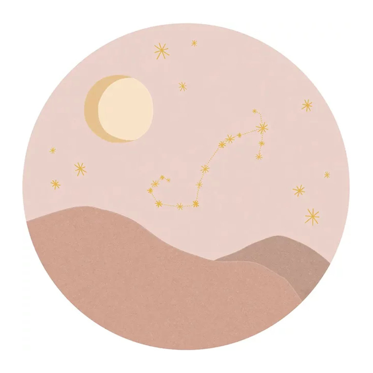 Eijffinger Mural Star Sign Circles Rose - Scorpio Wandtattoo Abstrakt mit Sternzeichen und Mond in Rosa, Ocker und Braun - Bild 1