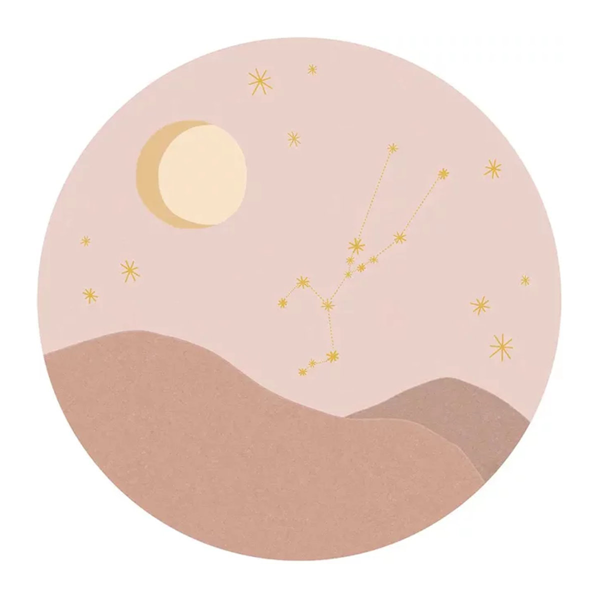 Eijffinger Mural Star Sign Circles Rose - Taurus Wandbild in Rosa im abstrakten Bohemian-Stil - Bild 1
