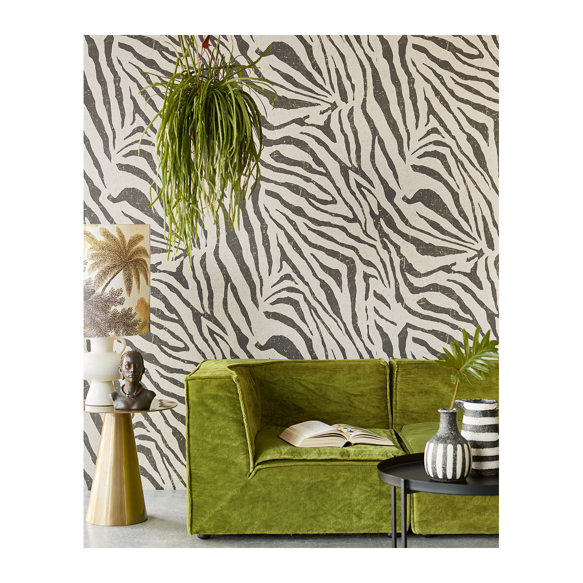 Eijffinger Mural Zebra Natural Wandtattoo im Vintage-Stil mit Animal Print in Grau und Beige, Breite: 140 cm, Höhe: 70 cm - Bild 2