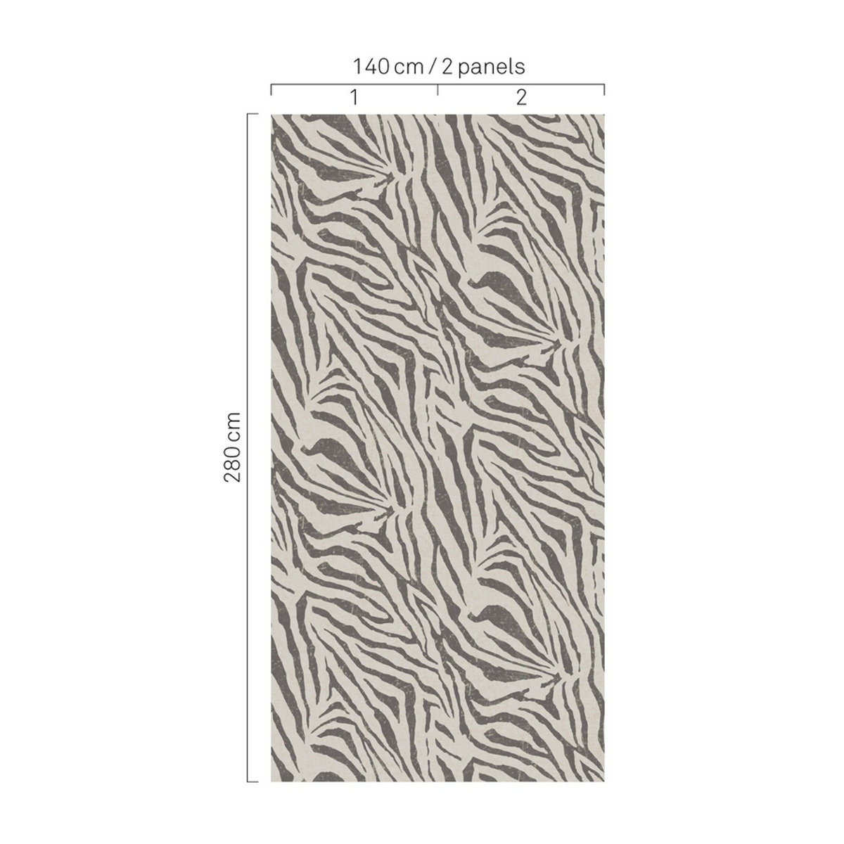 Eijffinger Mural Zebra Natural Wandtattoo im Vintage-Stil mit Animal Print in Grau und Beige, Breite: 140 cm, Höhe: 70 cm - Bild 3