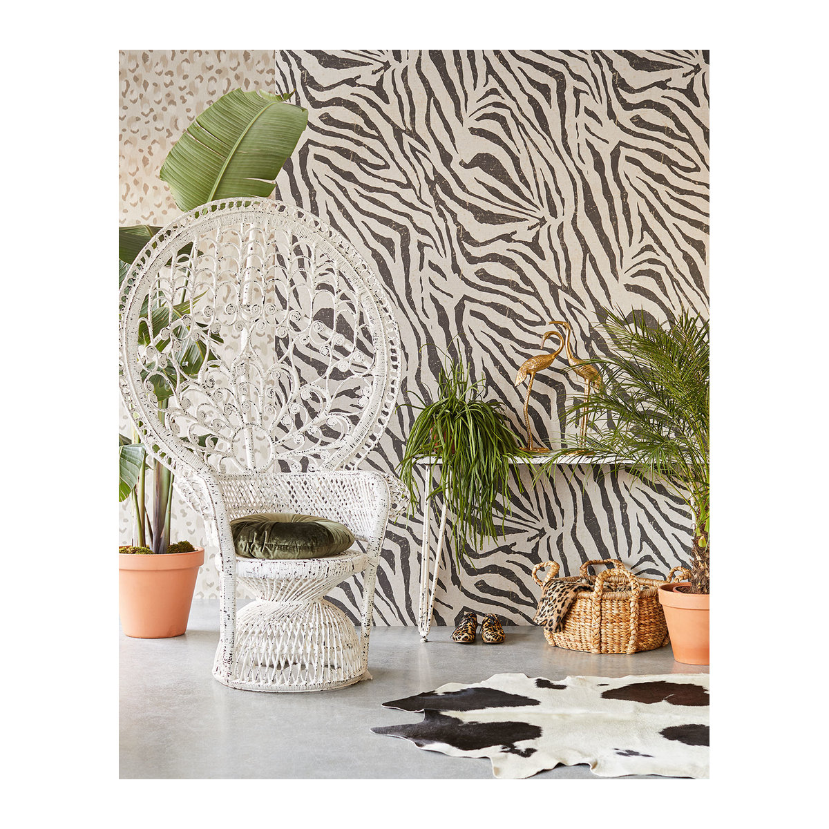 Eijffinger Mural Zebra Natural Wandtattoo im Vintage-Stil mit Animal Print in Grau und Beige, Breite: 140 cm, Höhe: 70 cm - Bild 4