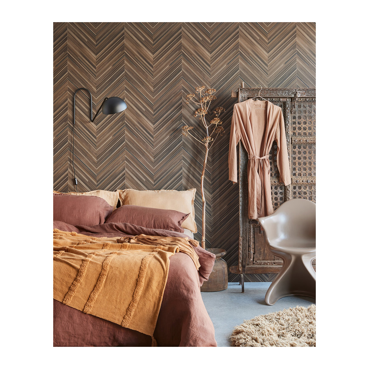 Eijffinger Tapete Chevron Geometrisch Braun aus Papier - Bild 1