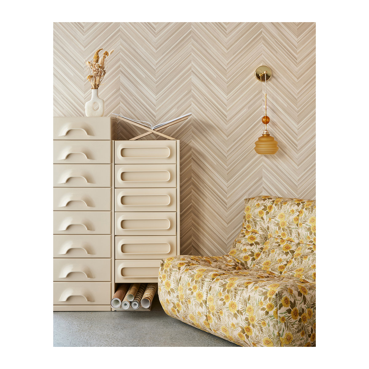 Eijffinger Tapete Chevron Geometrisch in Beige aus Papier - Bild 1
