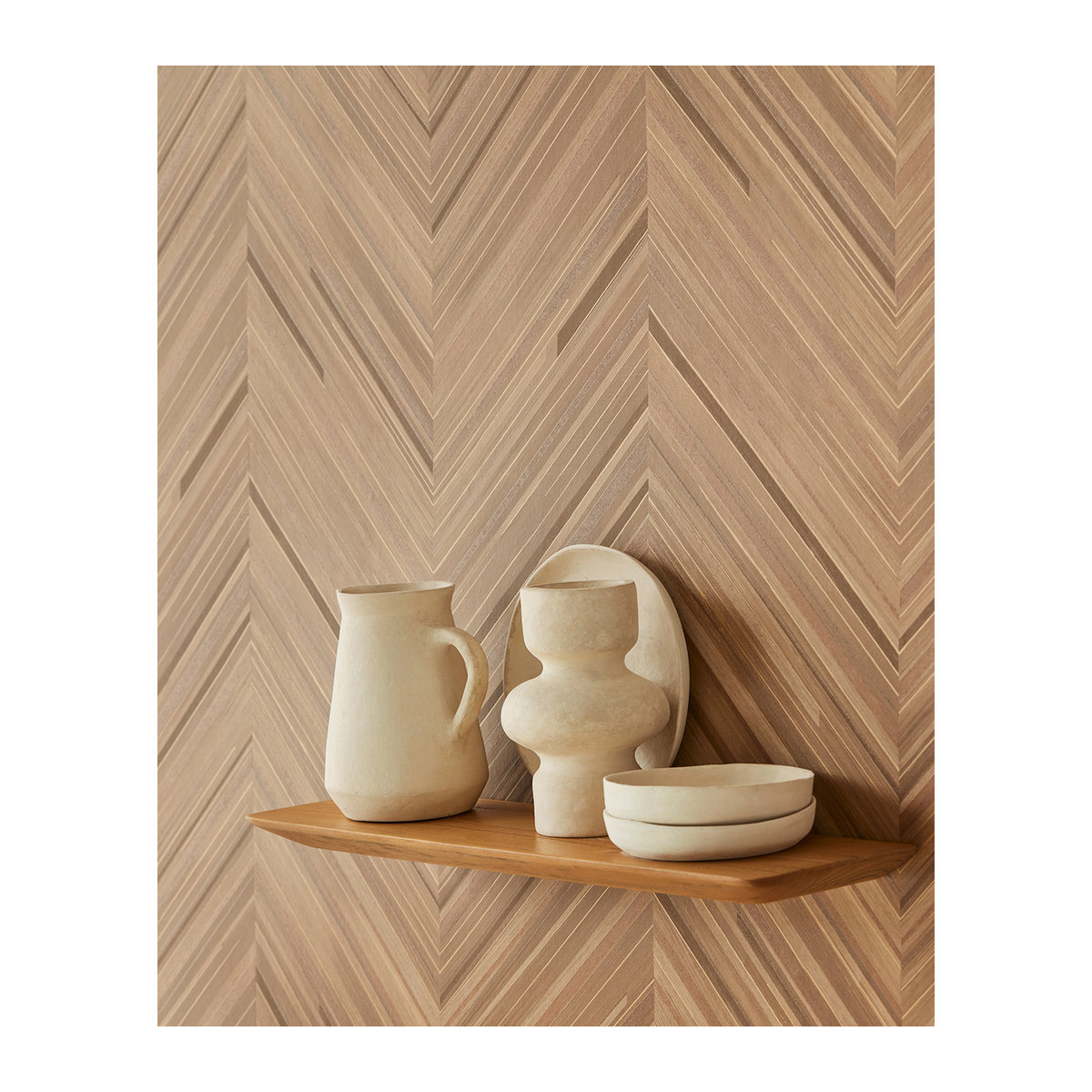 Eijffinger Tapete Chevron Geometrisch in Braun und Natur aus Papier - Bild 1