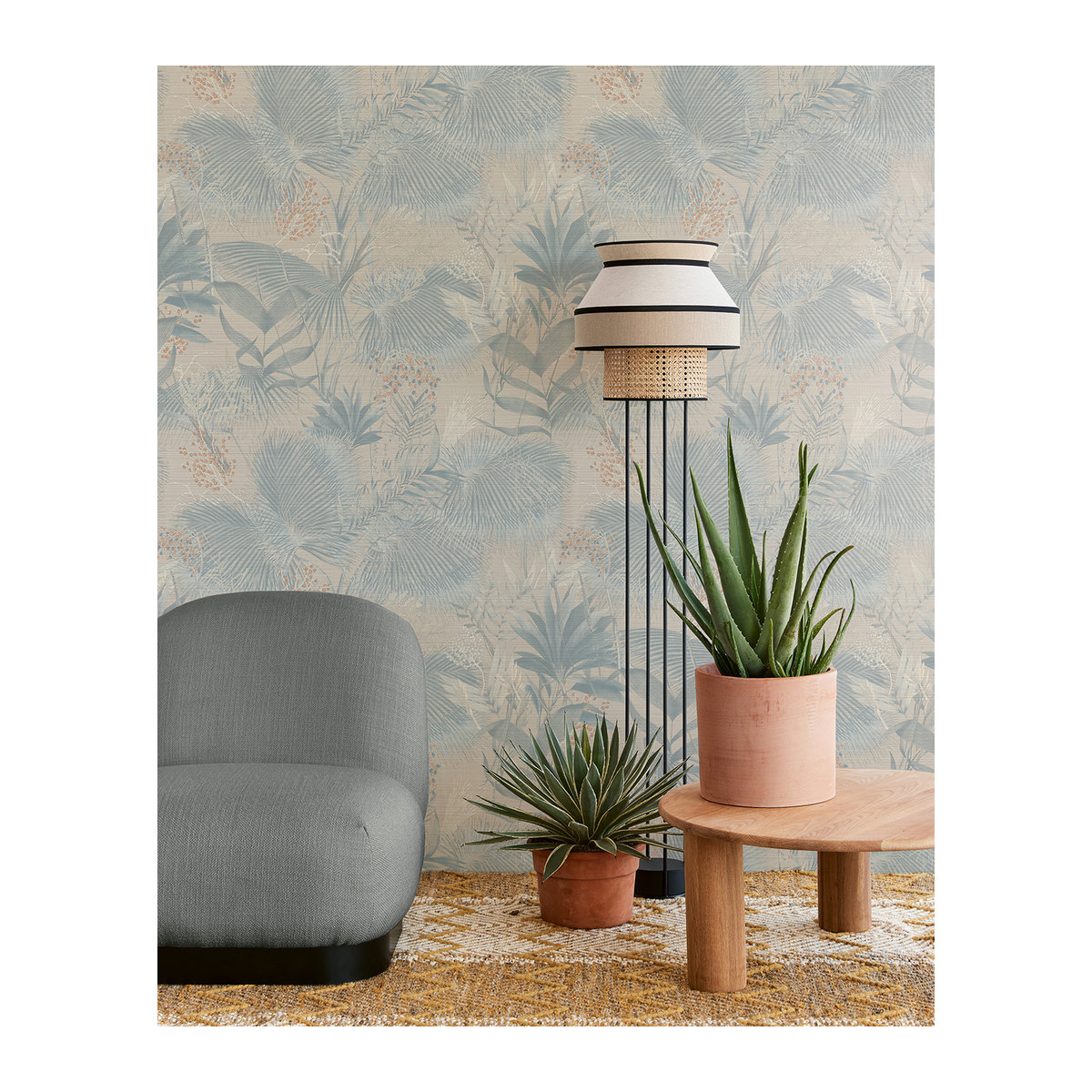 Eijffinger Tapete Cozumel 2 in Blau und Grau mit Blumenmuster 50505 - Bild 1