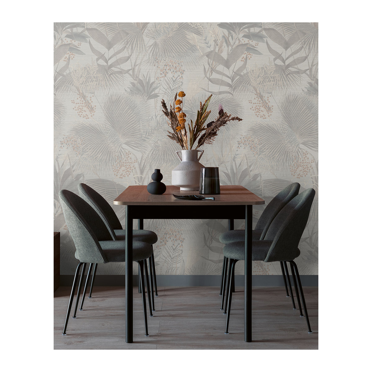 Eijffinger Tapete Cozumel 2 in Grau und Beige mit Blumenmuster aus Kunststoff und Papier - Bild 1