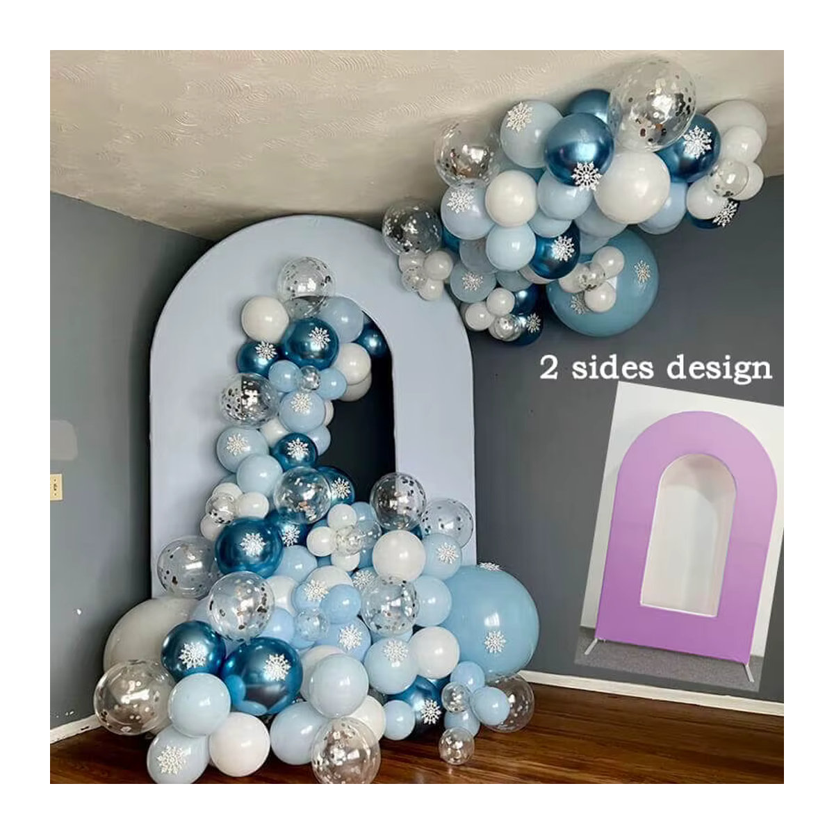 Einfarbiger geometrischer Bogen-Hintergrund für Baby Shower, Geburtstage und Hochzeiten, minimalistisches Design, B/H: 152,4 x 213,36 cm - Bild 3
