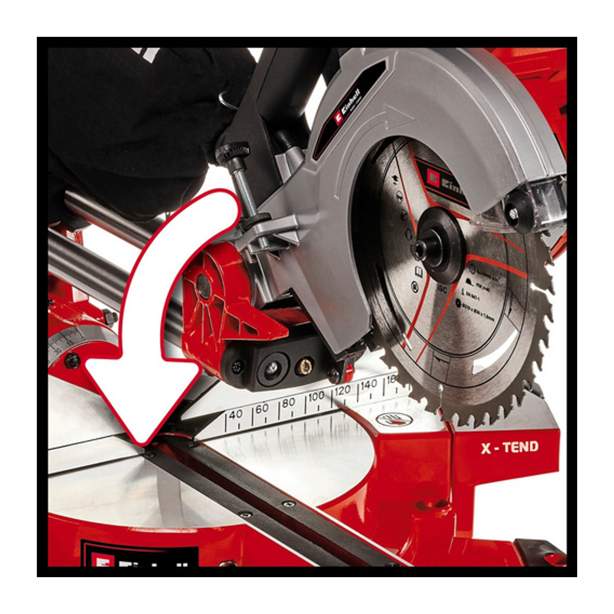 Einhell Power X-Change TE-SM 36/210 Li Akku-Zug-Kapp- und Gehrungssäge in Rot mit 210 mm Sägeblatt Durchmesser - Bild 3