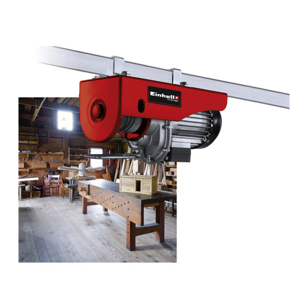 Einhell TC-EH Elektrischer Seilhebezug mit Umlenkrolle in Rot, Tragfähigkeit 500 kg - Bild 3