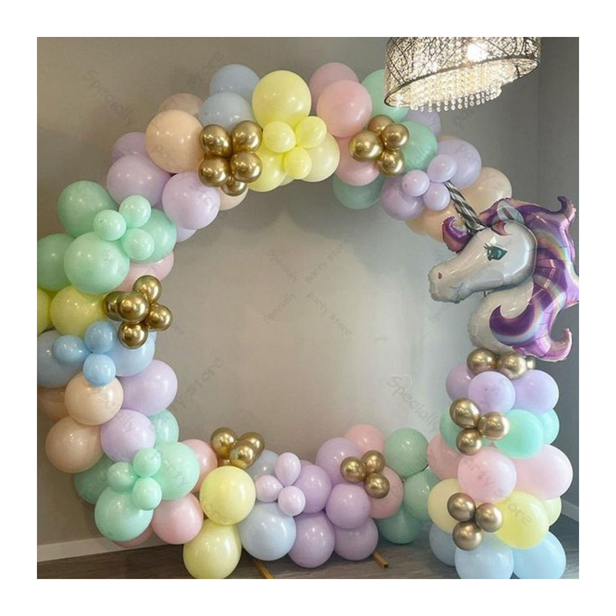 Einhorn Ballon Girlande Set mit Regenbogen Folienballons und Latexballons für Geburtstag, Hochzeit oder Baby Shower, mehrfarbig - Bild 1