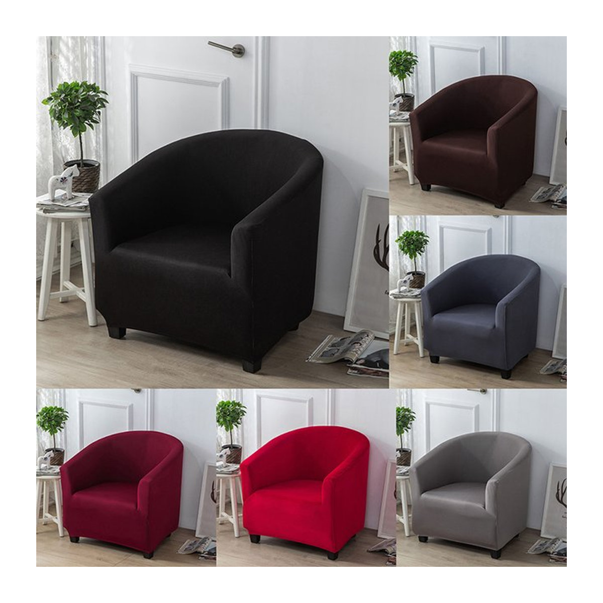 Einzels ofa Sofa Bezug Schwarz Elastische Spandex Schutzhülle für Sessel und Wohnzimmer - Bild 1