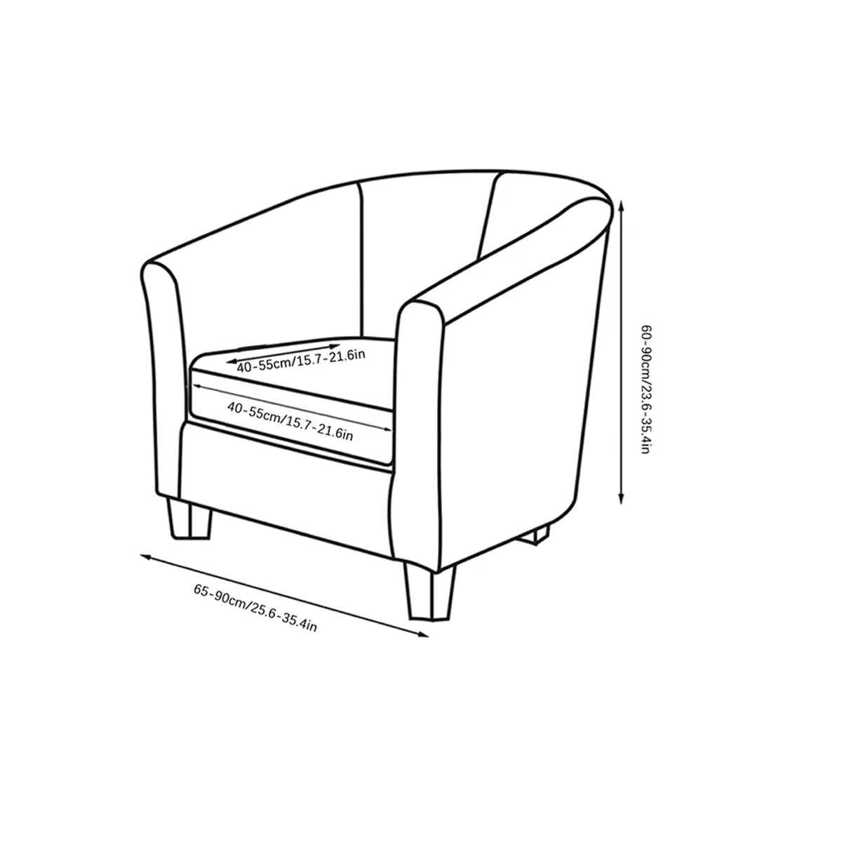 Einzels ofa Sofa Bezug Schwarz Elastische Spandex Schutzhülle für Sessel und Wohnzimmer - Bild 4