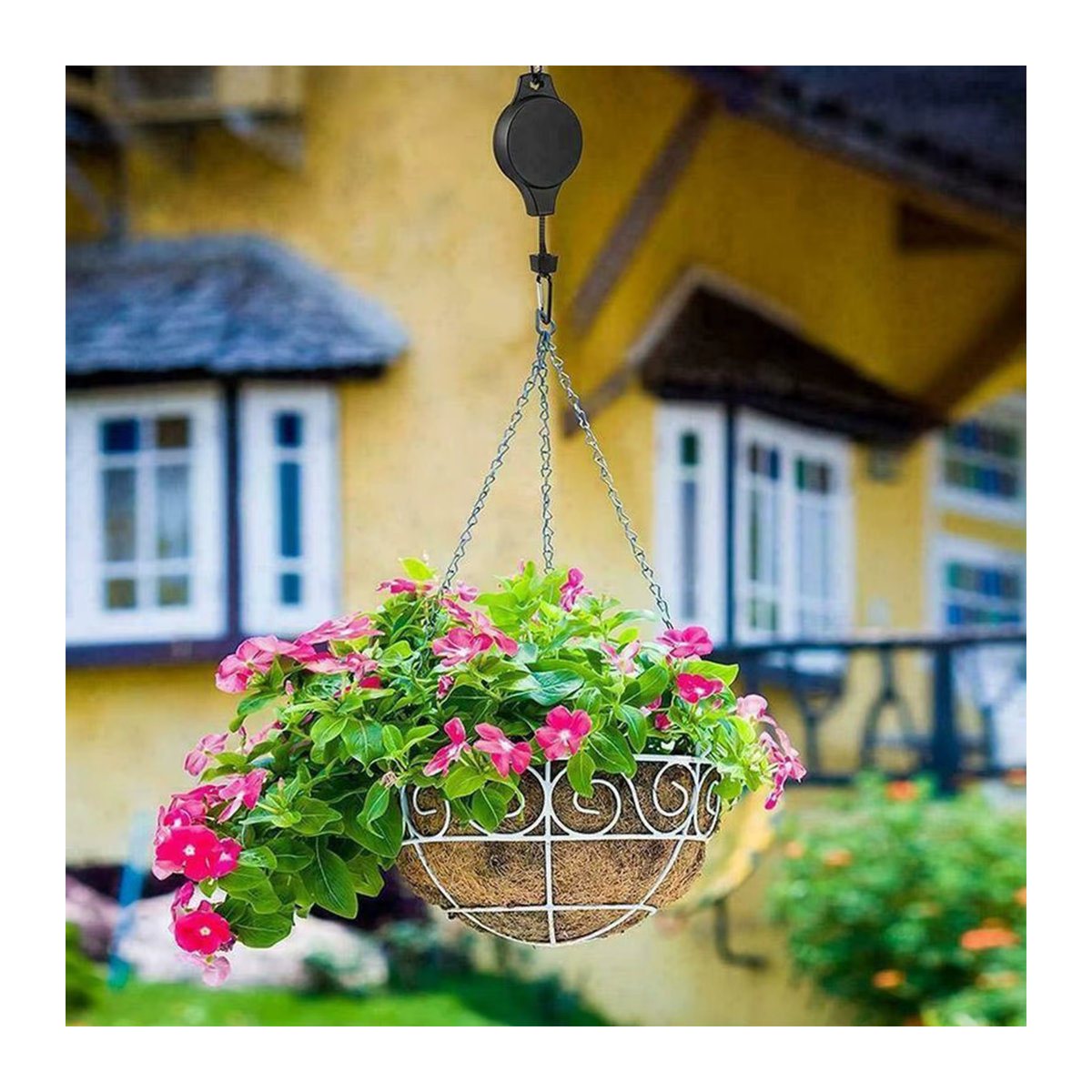 Einziehbarer Pflanzenhaken mit Riemenscheibe für Blumenkörbe, Töpfe und Futterspender - Bild 4