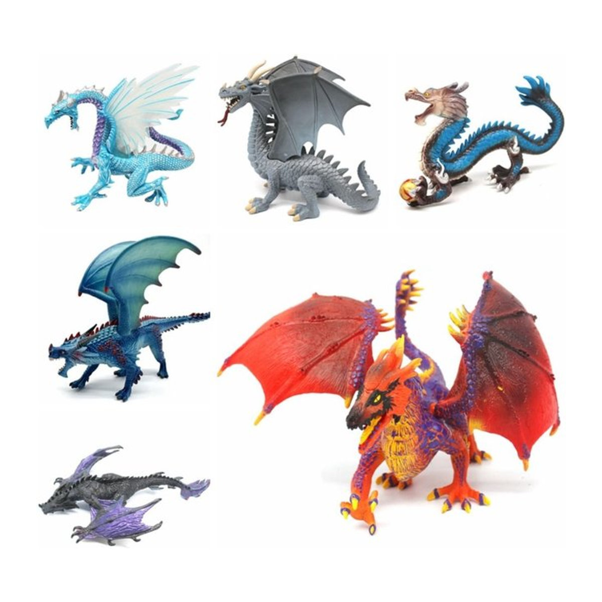 Eis Fliegender Drache Mythos Drachenfigur aus Kunststoff, mehrfarbiges Tiermodell als Dekorationsfigur und Spielzeug - Bild 1